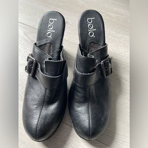 Bolo  Heeled Mule 8 Black Leather Clog